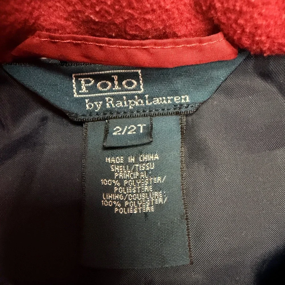 Polo Ralph Lauren Kids Red Puffer Jacket Detachable Hood Size 2 2T Coat